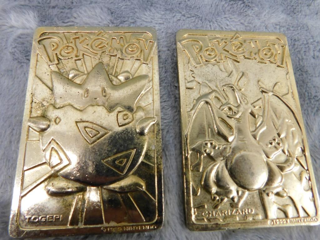 Pair of Metal Pokemon Ingots - "Charizard" and "Togepi" - Each 2.75" x 1.75" - 7