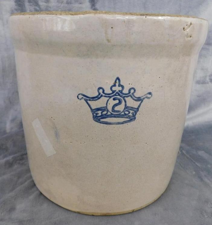 2 Gallon Pottery Crock - Has Crack and Chip - 9" x 9.75" (1 of 8)