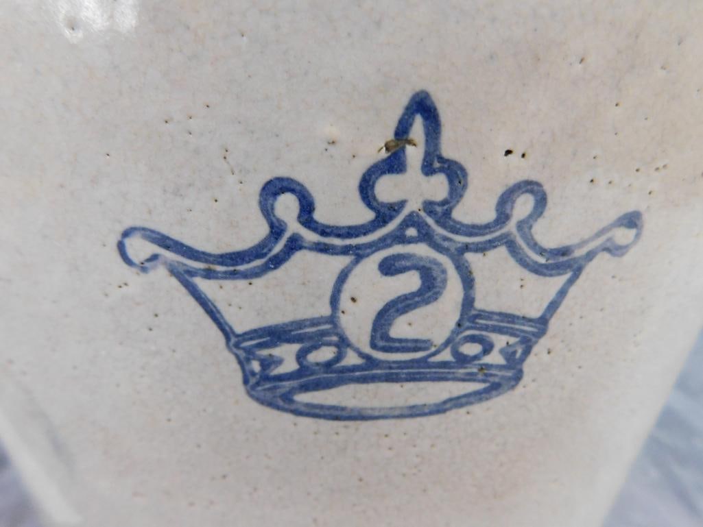 2 Gallon Pottery Crock - Has Crack and Chip - 9" x 9.75" - 3