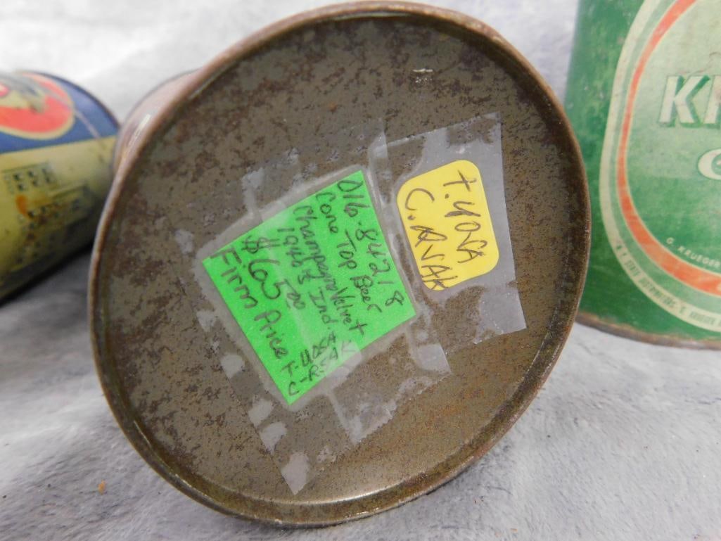 Group of 4 Dome Top Beer Cans - "Eastside" - "Champagne Velvet" - "Krueger" - 11