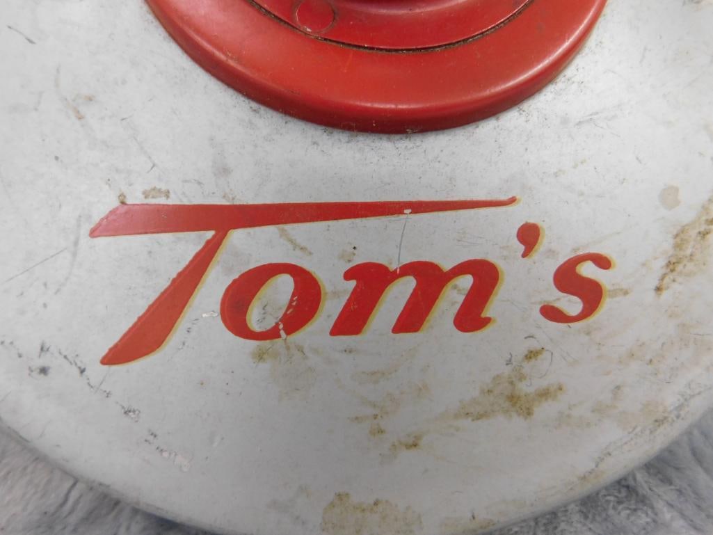 Vintage Aluminum "Tom's" Snacks" Lid Only - 9.25" In Diameter - 2