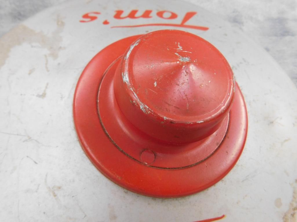 Vintage Aluminum "Tom's" Snacks" Lid Only - 9.25" In Diameter - 3
