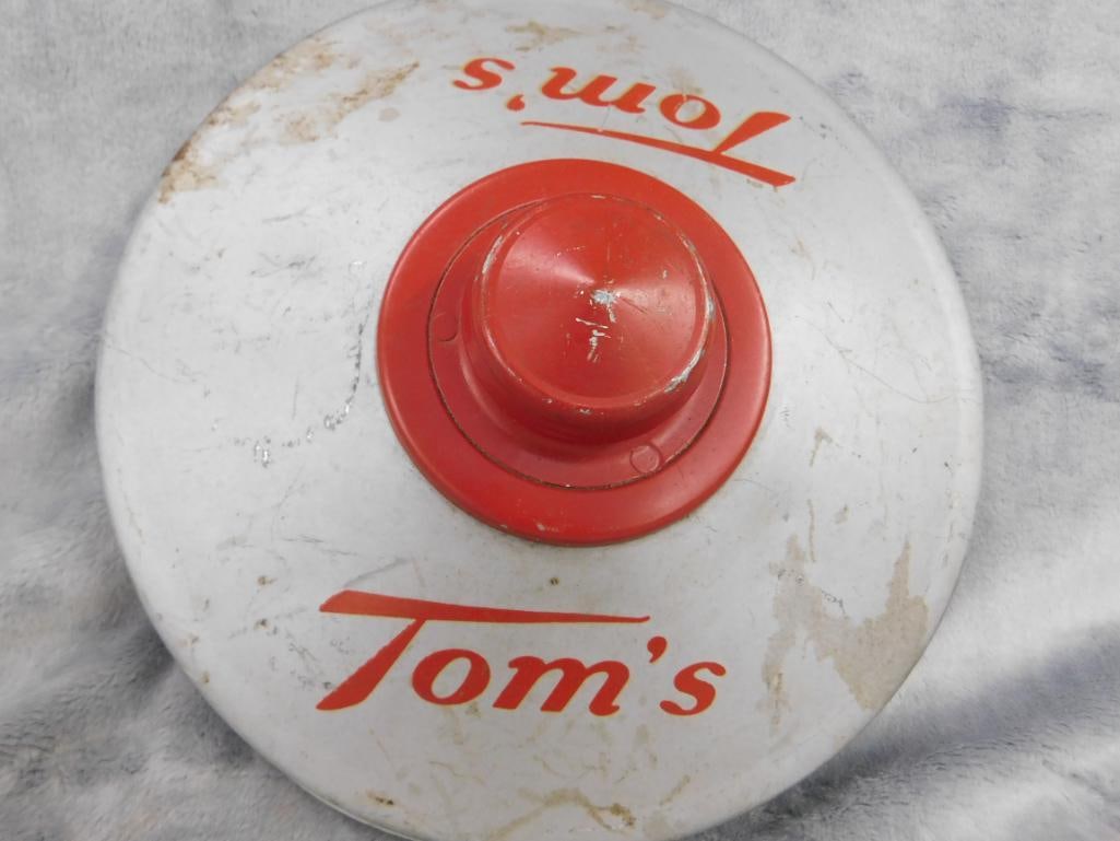 Vintage Aluminum "Tom's" Snacks" Lid Only - 9.25" In Diameter - 5