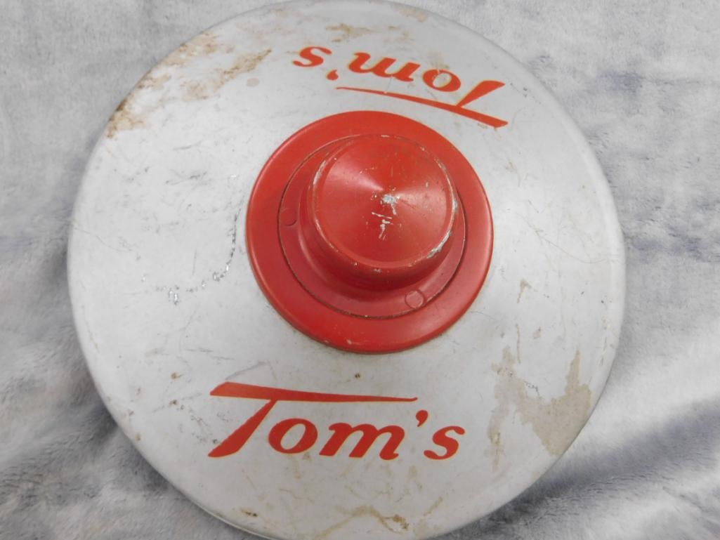 Vintage Aluminum "Tom's" Snacks" Lid Only - 9.25" In Diameter - 6