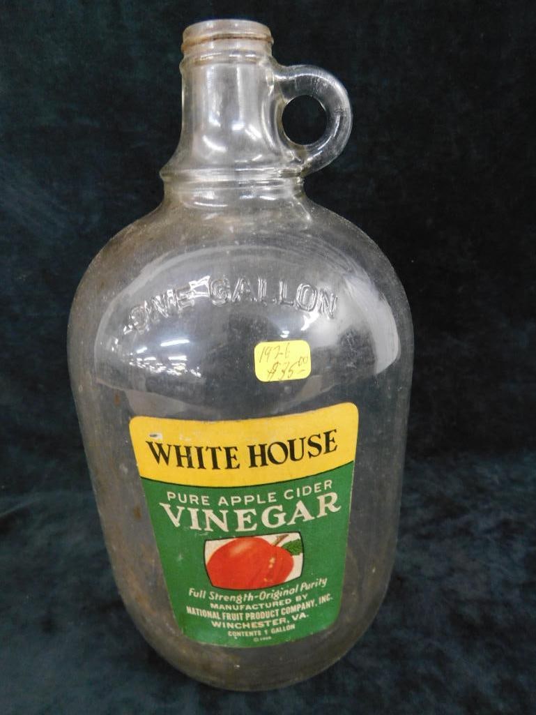 Vintage Paper Label White House Vinegar Jug - 1 Gallon - 7