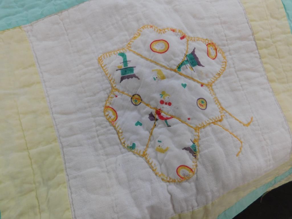 Hand Sewn Childs Quilt - Has a Couple Small Tears - 51" x 35" - 3