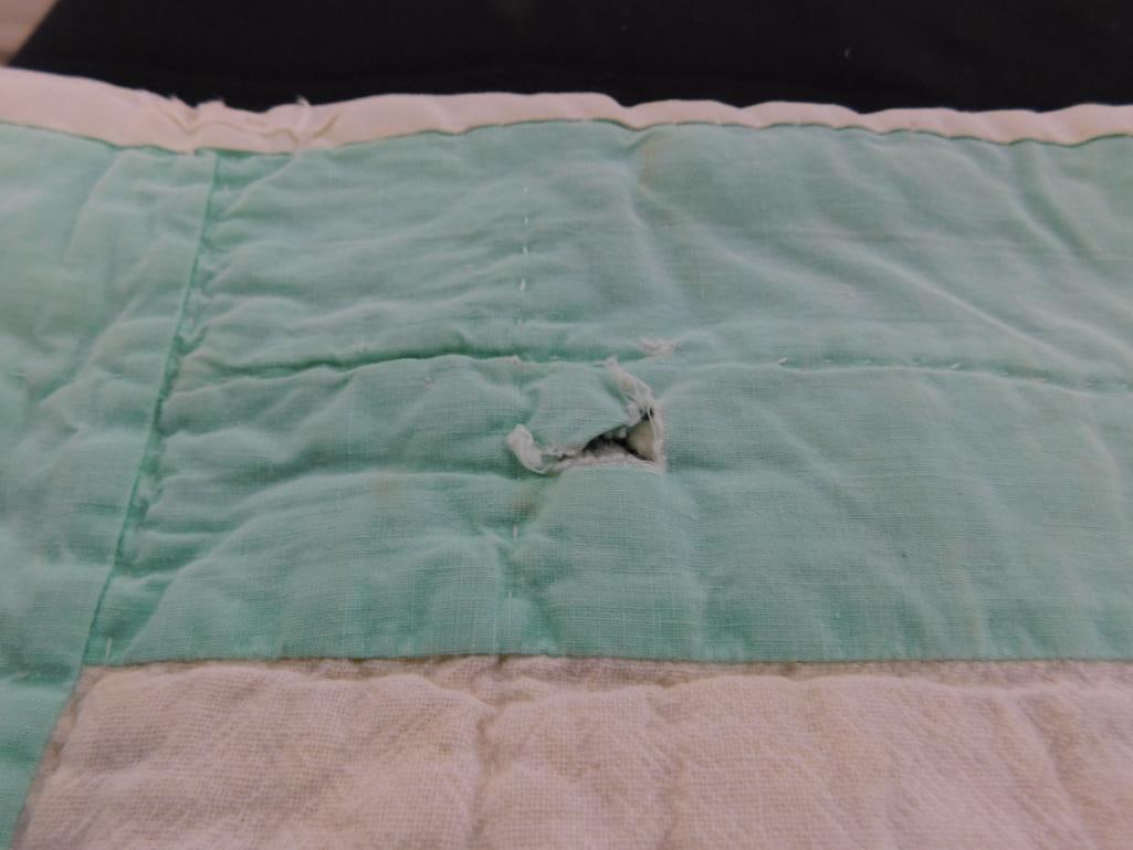 Hand Sewn Childs Quilt - Has a Couple Small Tears - 51" x 35" - 7