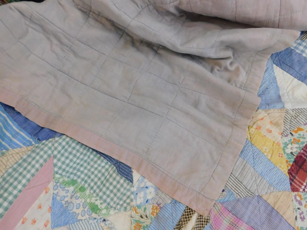 Hand Sewn Quilt - Has Some Tears and Slight Staining - 61" x 77" - 10