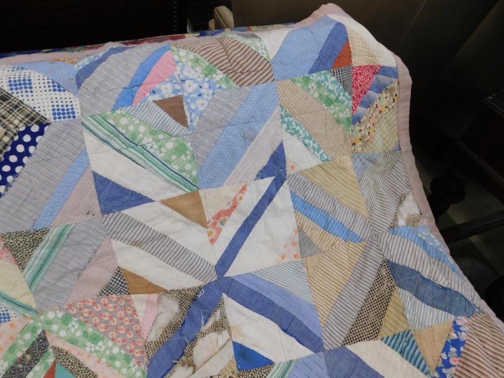 Hand Sewn Quilt - Has Some Tears and Slight Staining - 61" x 77" - 4