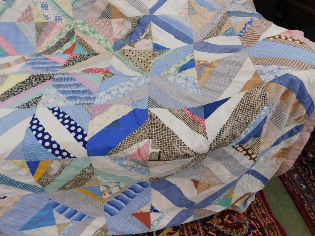 Hand Sewn Quilt - Has Some Tears and Slight Staining - 61" x 77" - 5