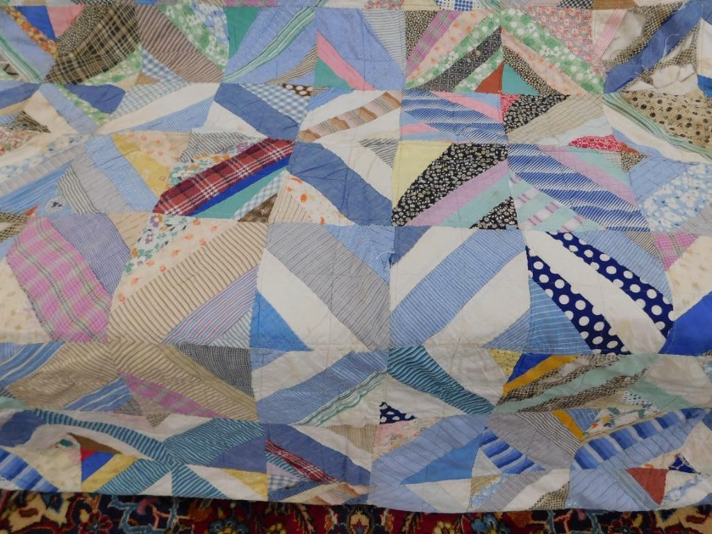 Hand Sewn Quilt - Has Some Tears and Slight Staining - 61" x 77" - 6
