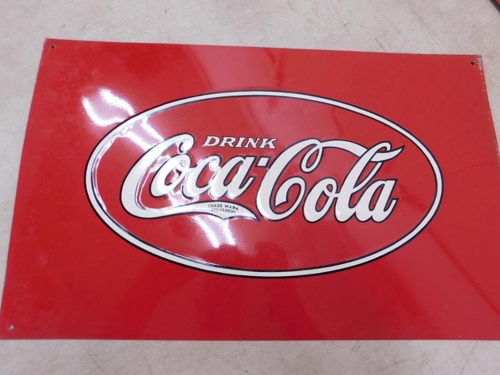 Metal Coca-Cola Advertising Sign - 16.5" x 10.5" - 4