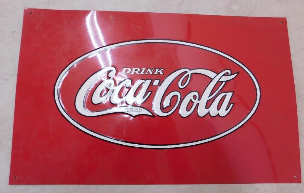 Metal Coca-Cola Advertising Sign - 16.5" x 10.5": See Photos For Condition and Details