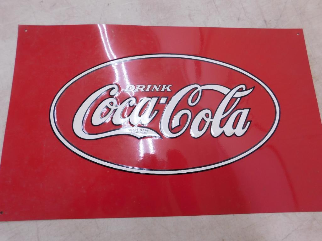 Metal Coca-Cola Advertising Sign - 16.5" x 10.5" - 4