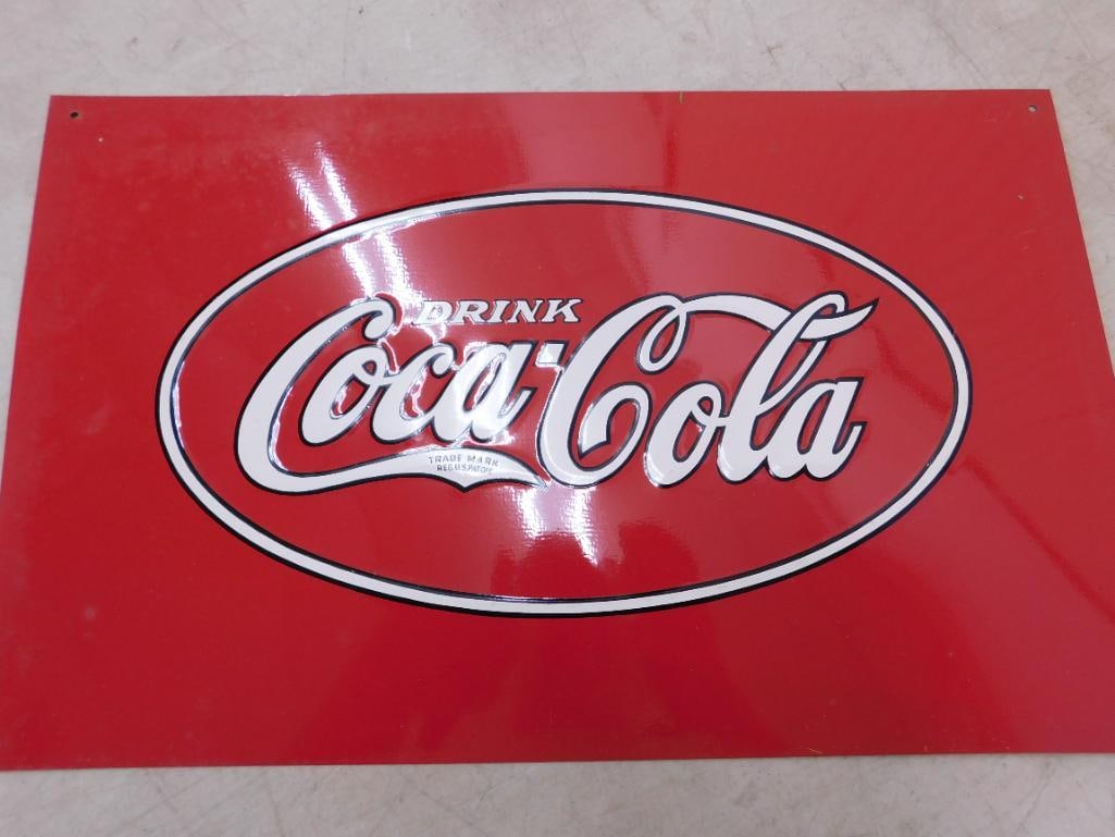 Metal Coca-Cola Advertising Sign - 16.5" x 10.5" - 4