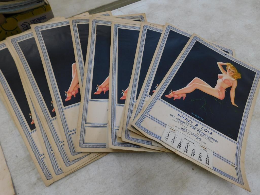 Box Lot with Vintage Calendars - 2 Coors Light - 16 1949 Pin-Up Calendars - 10