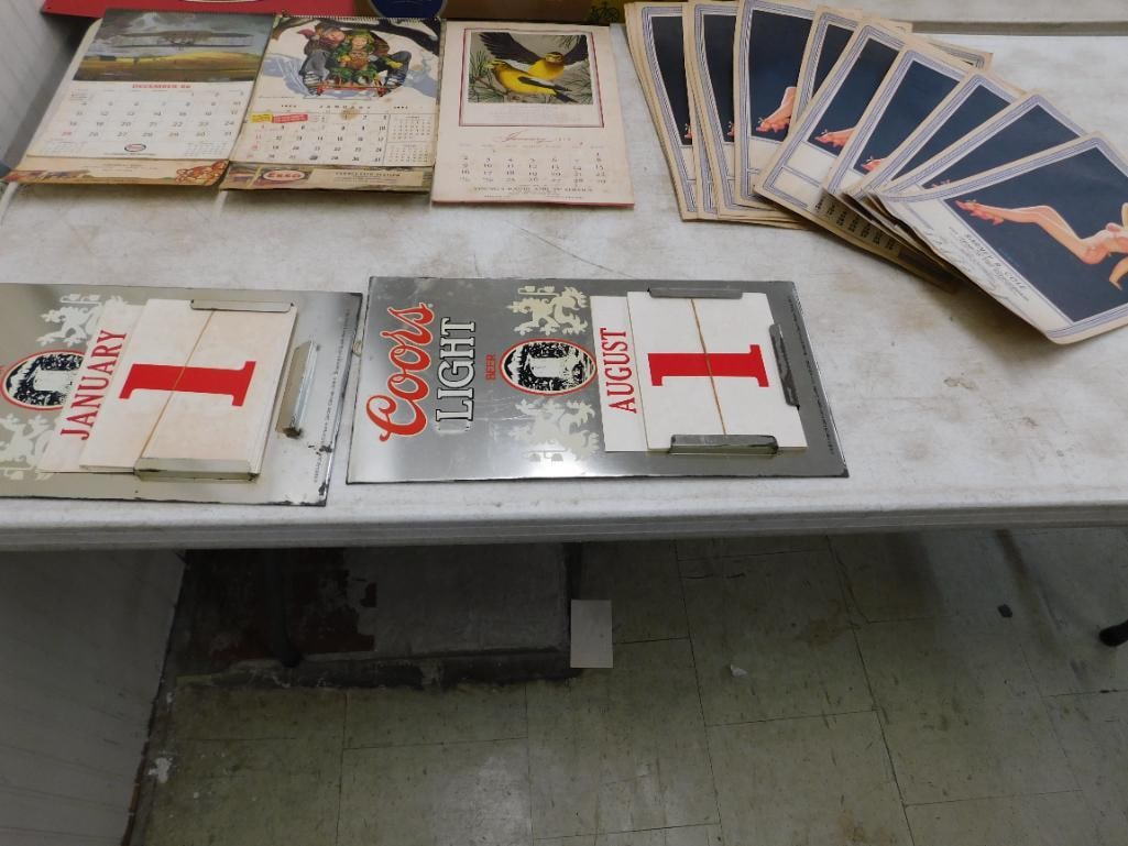 Box Lot with Vintage Calendars - 2 Coors Light - 16 1949 Pin-Up Calendars - 11