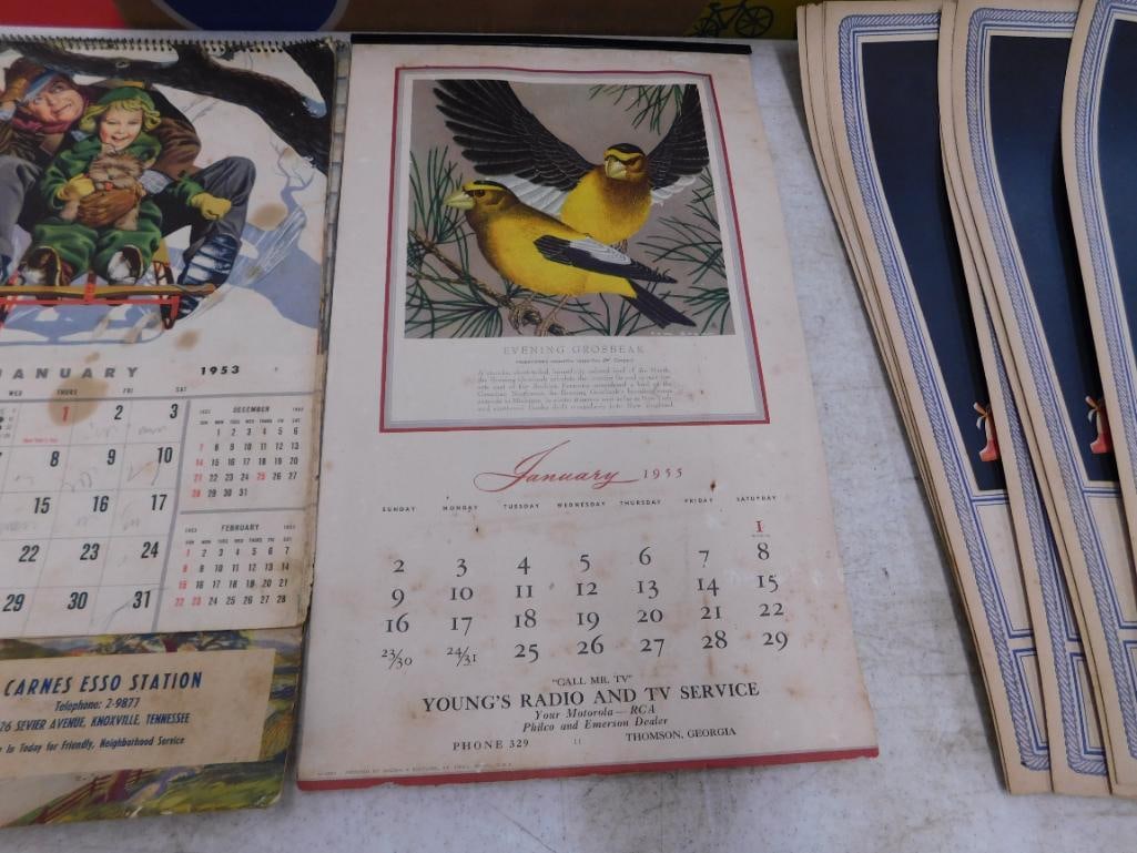 Box Lot with Vintage Calendars - 2 Coors Light - 16 1949 Pin-Up Calendars - 9