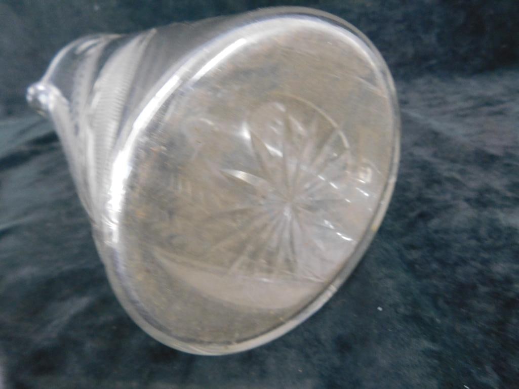 Vintage Etched Pitcher - Butterflies and Flowers - 9" x 7.5" x 5" - 6