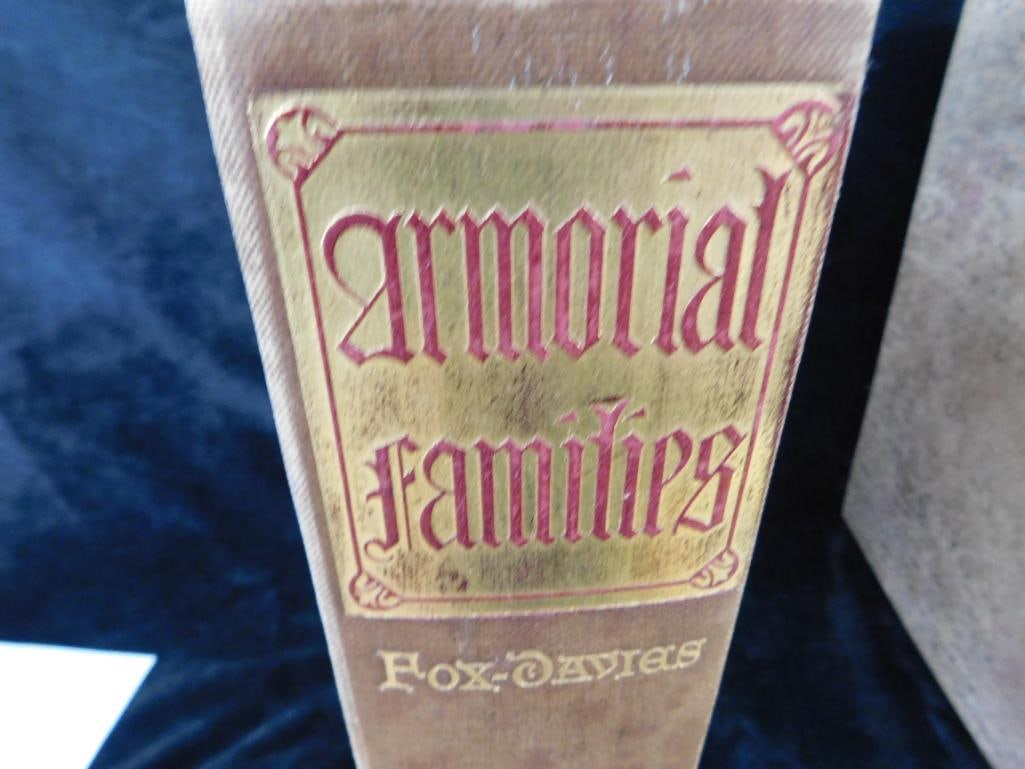 Box Lot of Old Books - 2-1930 "Armorial Families" - 1942 Currier and Ives - 2
