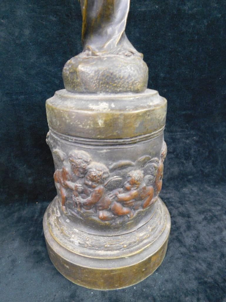 Pair of Matching White Metal Art Nouveau Statues - 1 Has Hole in Base - 12