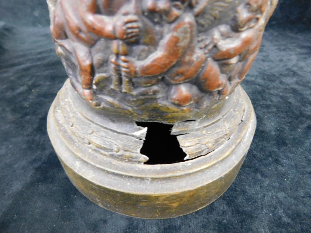 Pair of Matching White Metal Art Nouveau Statues - 1 Has Hole in Base - 6