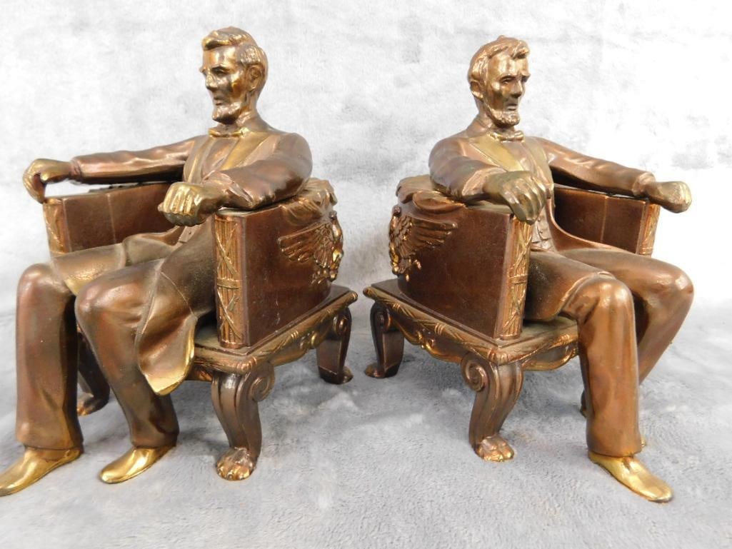 Vintage Dodge Inc. Metal Abe Lincoln Bookends - Each 6.5" x 4" x 5.5" - 8