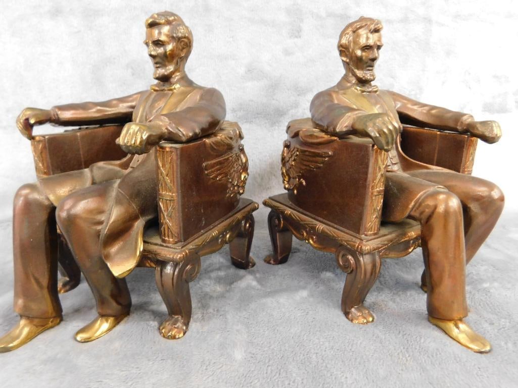 Vintage Dodge Inc. Metal Abe Lincoln Bookends - Each 6.5" x 4" x 5.5" - 9