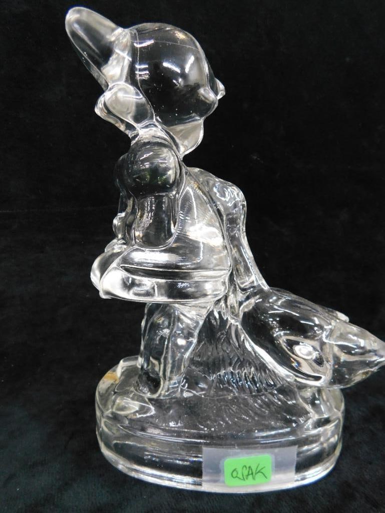 Pair of "Girl with Geese" Glass Bookends - Each 7.5" x 5.5" x 3.5" - 6