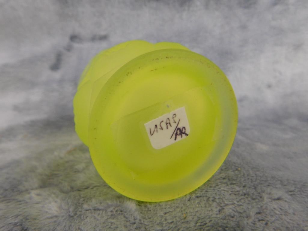 Pair of Vaseline / Uranium Glass Salt And Pepper Shakers - Rare - Stars and Moon - 7