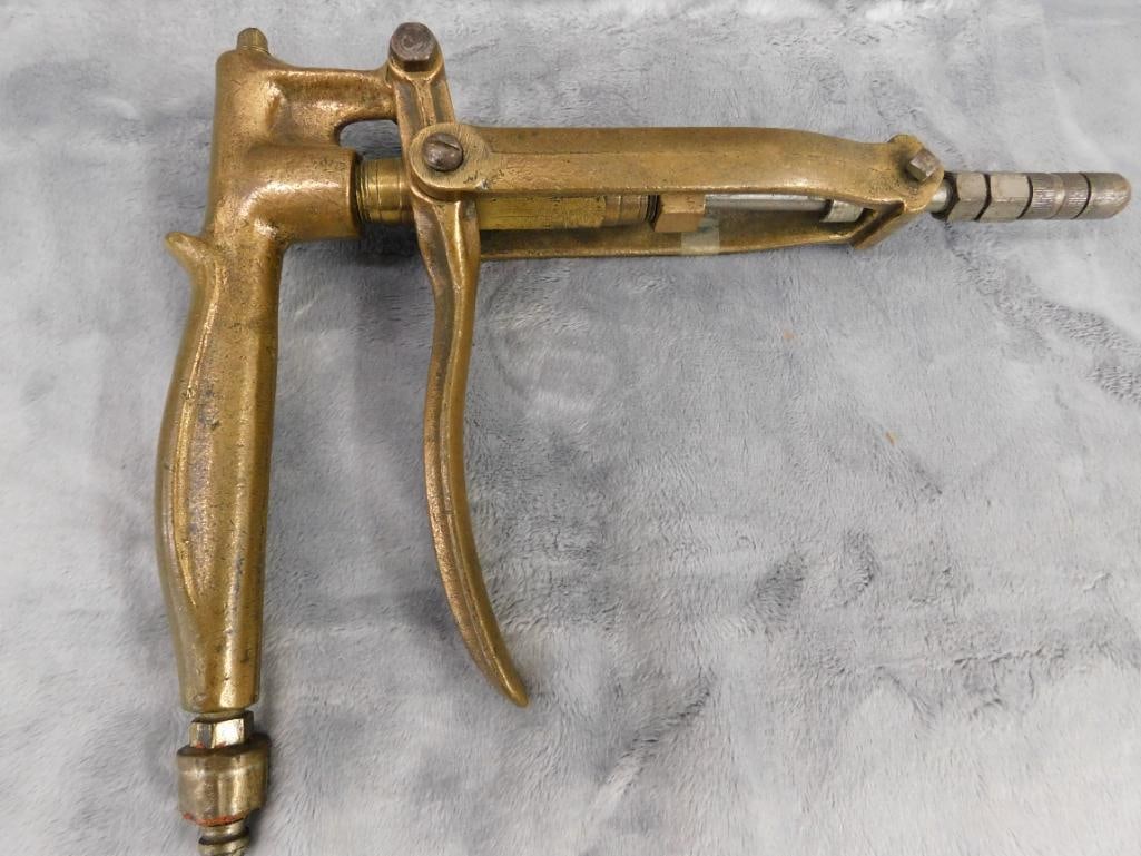 Vintage Brass Gas Station Nozzle - 9" x 11" x 2.5" - 7