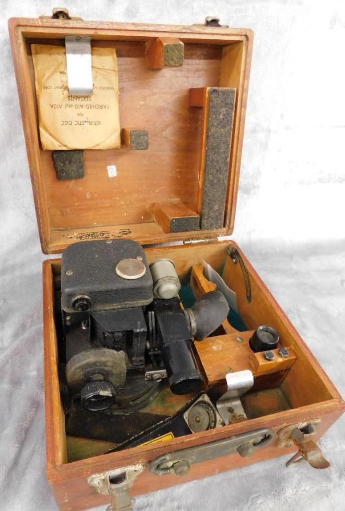 1945 Fairfield Inst. Military Sextant - with Box - Box 5.5" x 9.5" x 9.5": See Photos For Condition and Details