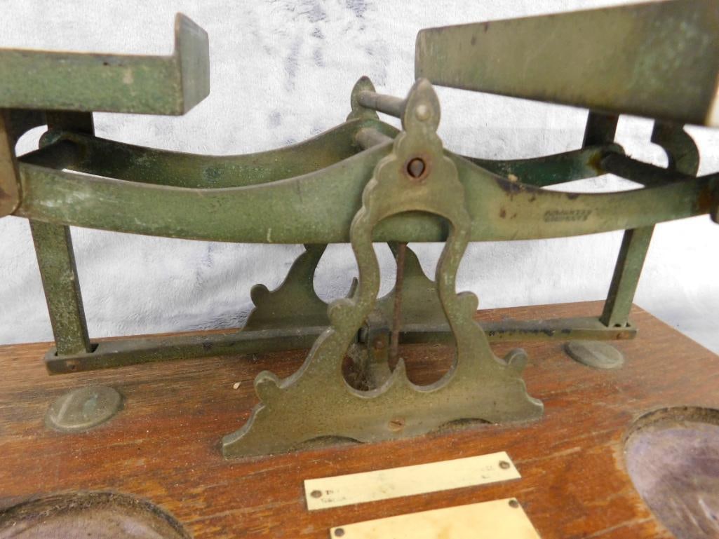 Vintage Brass Balance Scale - No Weights - 7" x 14.5" x 11" - 2