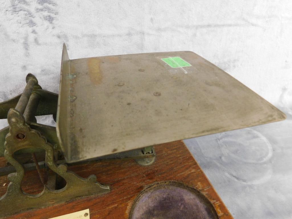 Vintage Brass Balance Scale - No Weights - 7" x 14.5" x 11" - 3