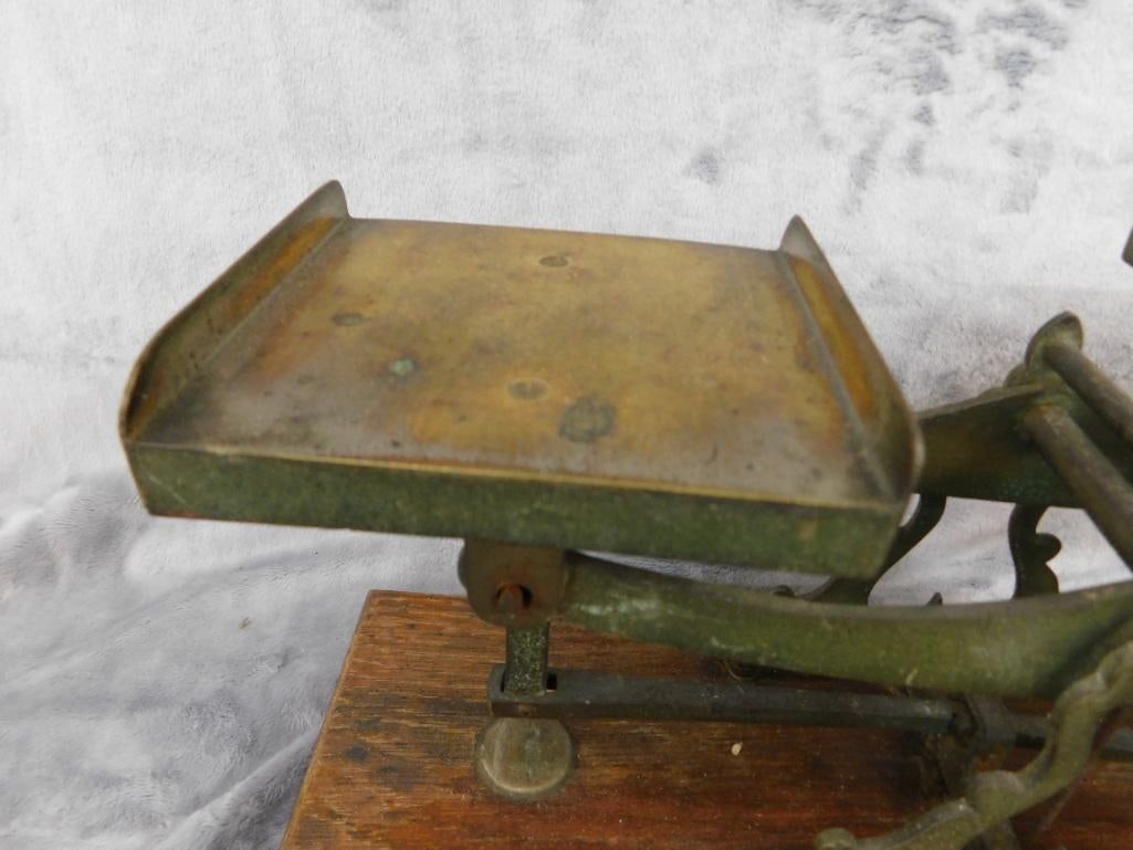 Vintage Brass Balance Scale - No Weights - 7" x 14.5" x 11" - 4