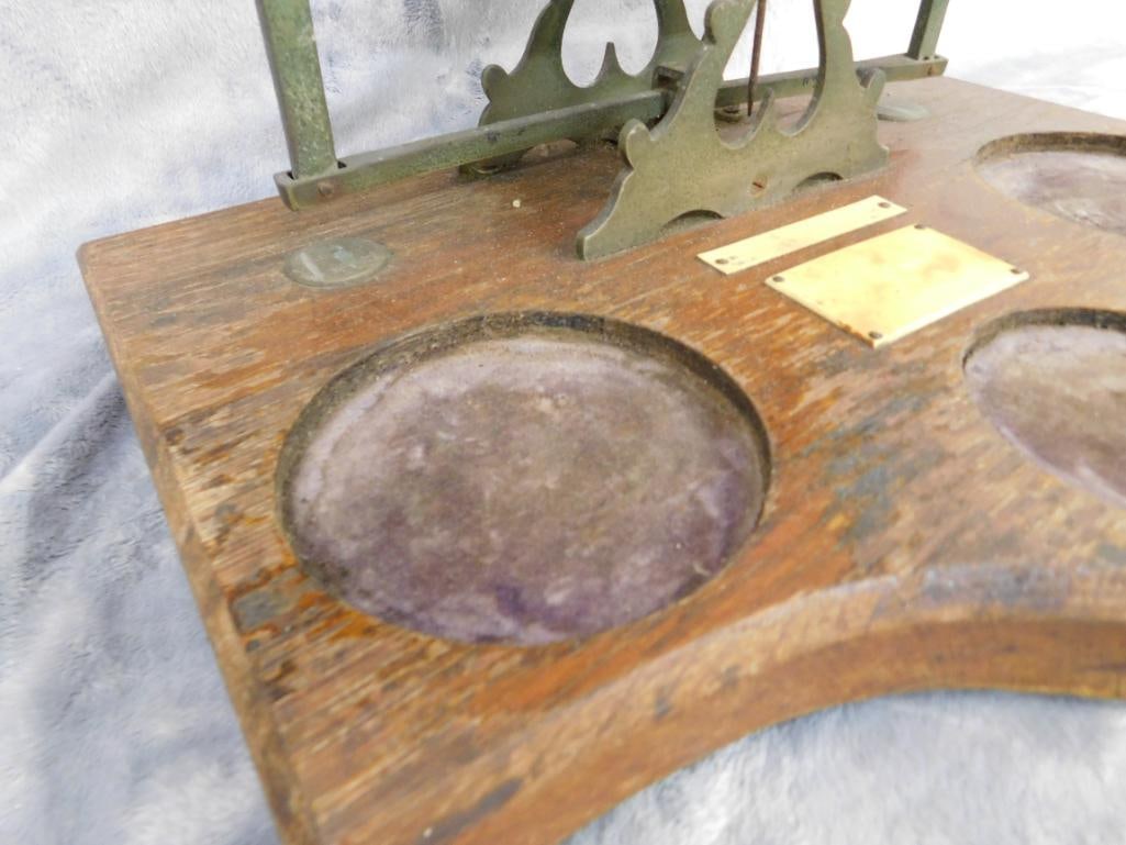 Vintage Brass Balance Scale - No Weights - 7" x 14.5" x 11" - 5
