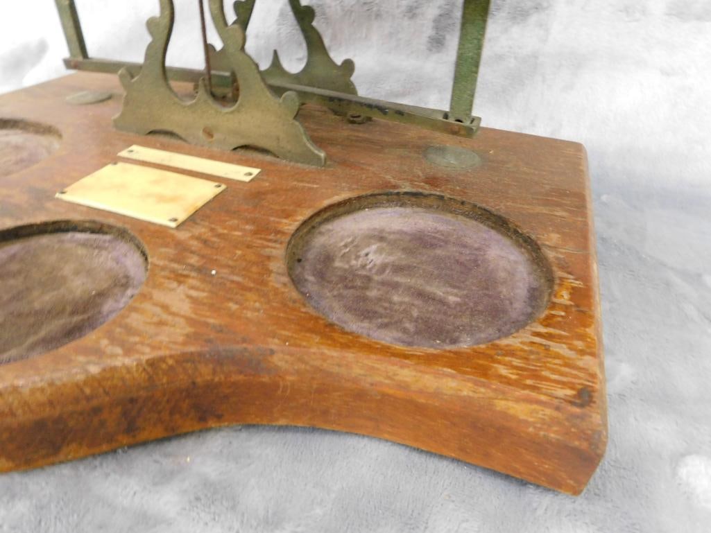 Vintage Brass Balance Scale - No Weights - 7" x 14.5" x 11" - 6