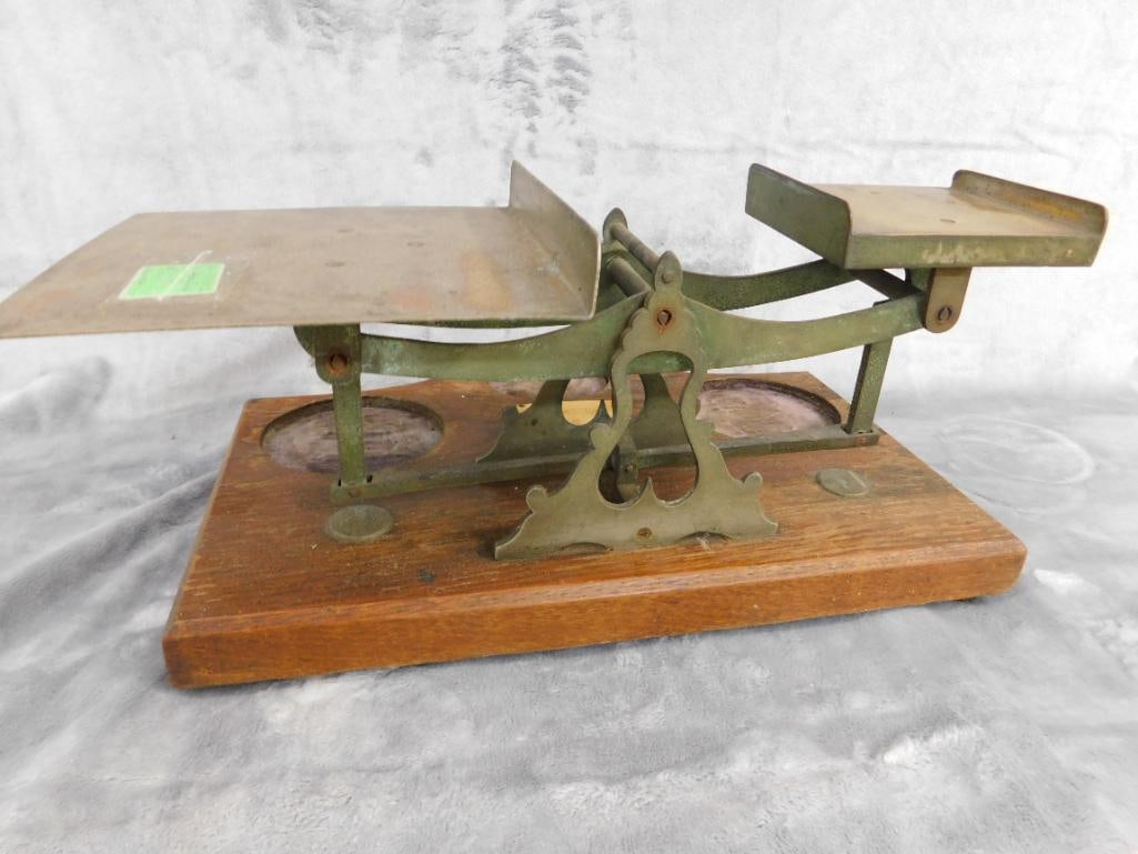 Vintage Brass Balance Scale - No Weights - 7" x 14.5" x 11" - 7