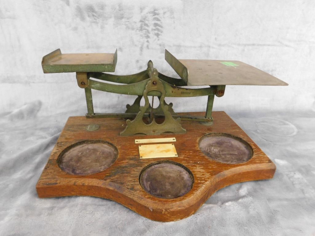 Vintage Brass Balance Scale - No Weights - 7" x 14.5" x 11" - 8