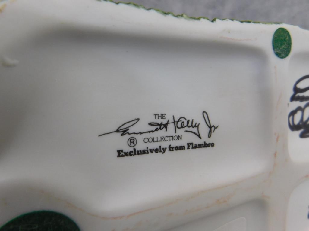Hand Signed Emmett Kelly Porcelain Clown Figurine - 6.5" x 8" x 4.5" - 8