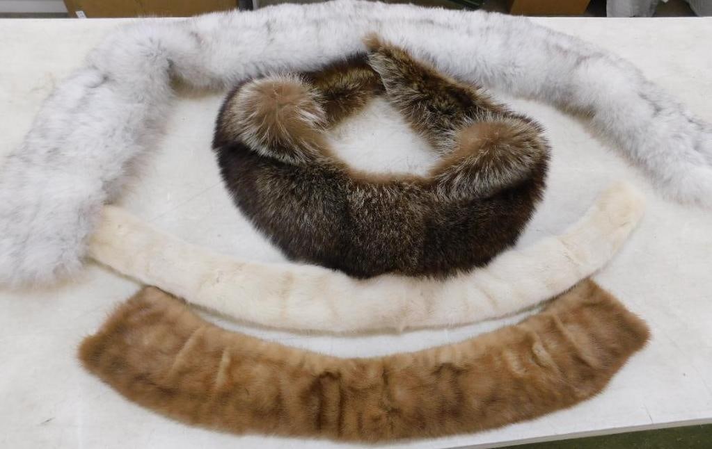 Group of 4 Real Fur Collars: See Photos For Condition and Details