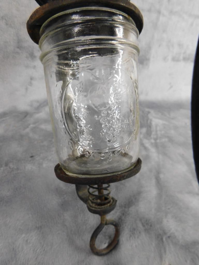 Vintage Cast Iron "Crystal Coffee Grinder - Top Glass Cracked - 18.5" x 9" x 4.5" - 5