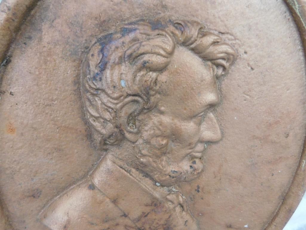 1978 "Dana Corp." Cast Iron Abe Lincoln Plaque - 11.5" x 9.5" - 2