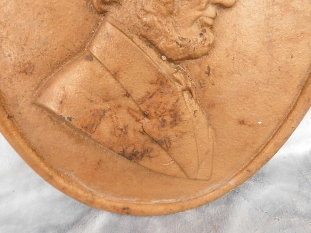 1978 "Dana Corp." Cast Iron Abe Lincoln Plaque - 11.5" x 9.5" - 3
