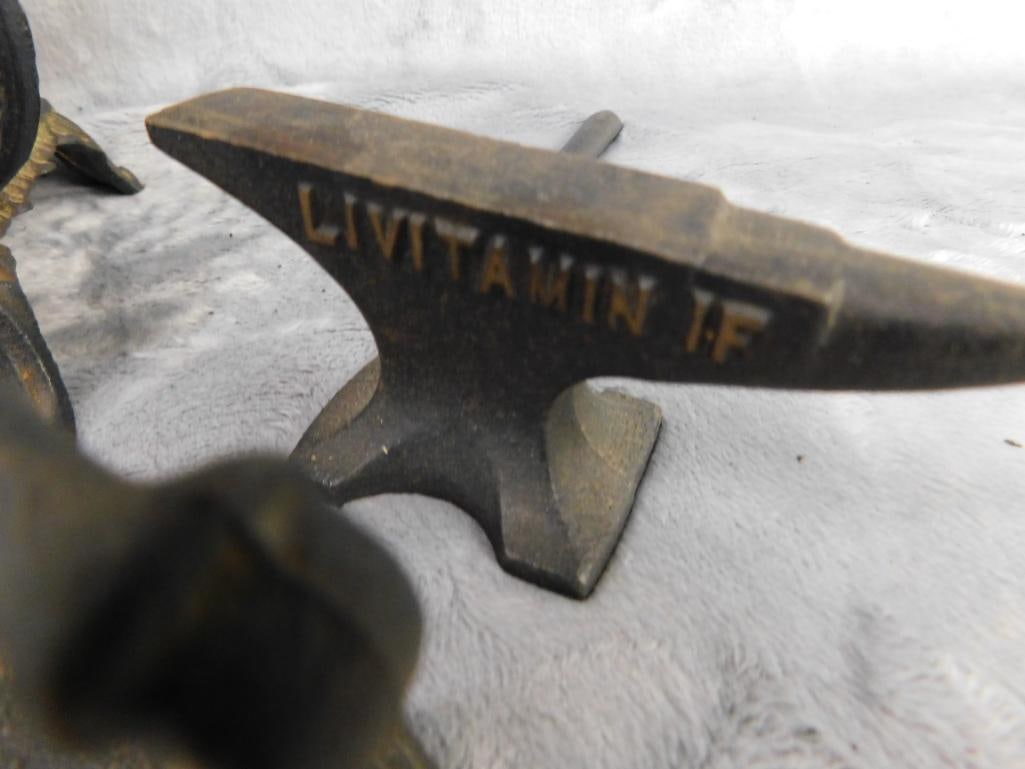 Cast Metal Miniature Stove With Various Cast Iron Mini Tools and Pans - 8
