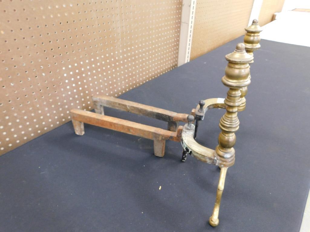 Vintage Brass Andirons - Each 15" x 5" x 20.5" - 5