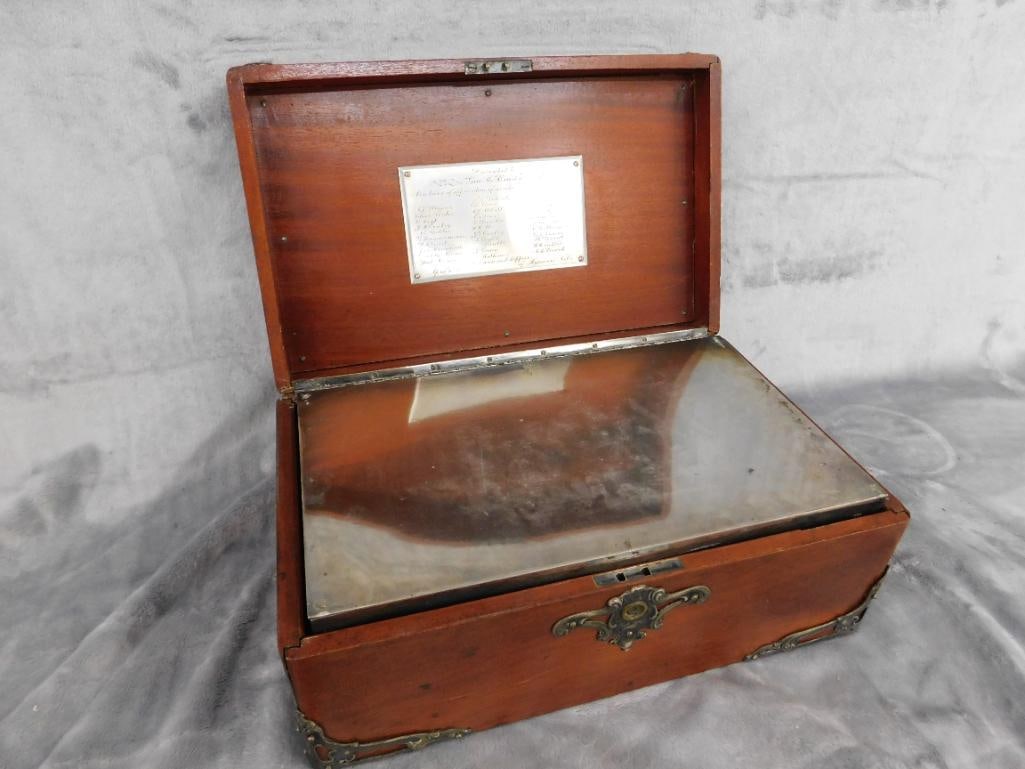 Vintage Tea Caddy with Silver Plate Fittings - 5" x 12.5" x 8" - 5