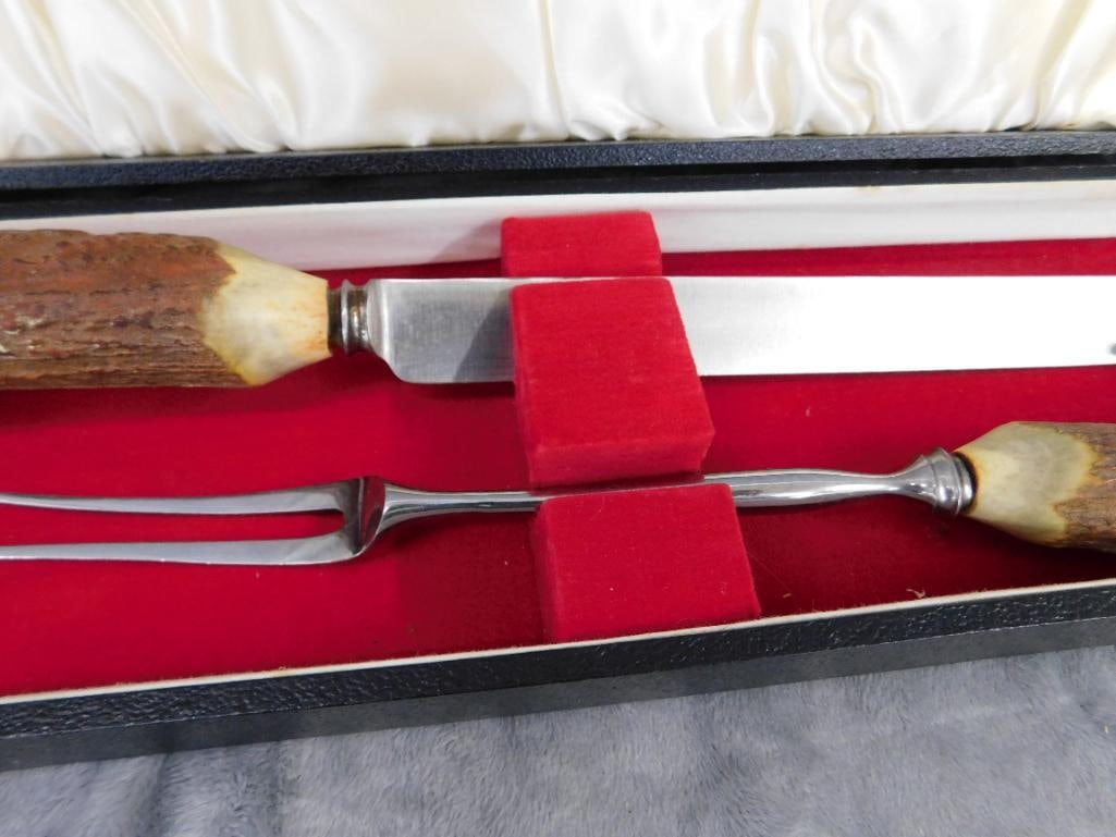 Hoffritz Antler Handled Carving Set In Box - 3