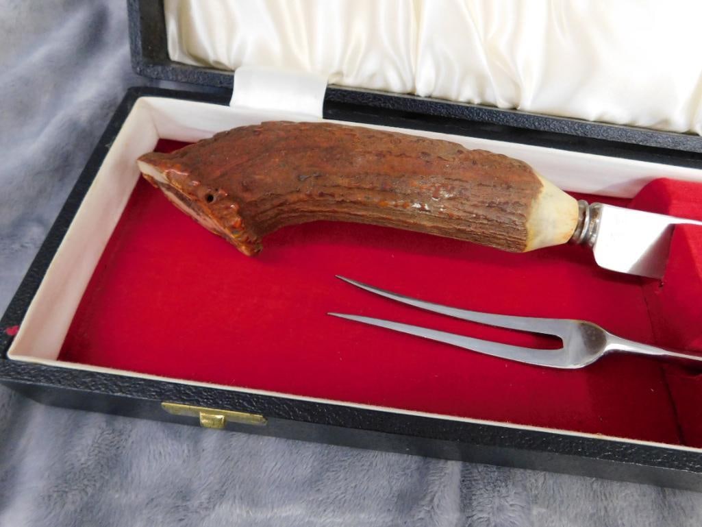 Hoffritz Antler Handled Carving Set In Box - 4