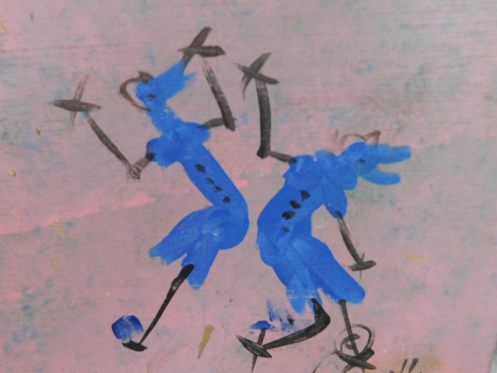 Pair of Southern Folk Art Paintings on Plywood - Each Signed Ernest Lee - Chickens - 3